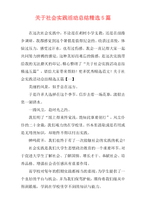 关于社会实践活动总结精选5篇