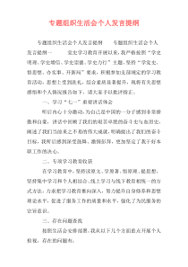 专题组织生活会个人发言提纲