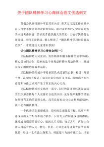 关于团队精神学习心得体会范文优选例文