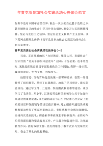 年青党员参加社会实践活动心得体会范文