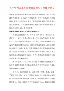 关于学习改革开放新时期历史心得体会范文