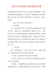 组长工作计划和工作职责报告五篇