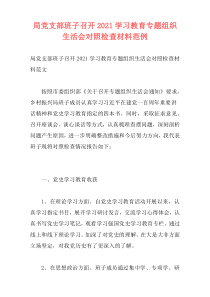 局党支部班子召开2021学习教育专题组织生活会对照检查材料范例