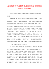 公司党支部学习教育专题组织生活会支委班子对照检查材料