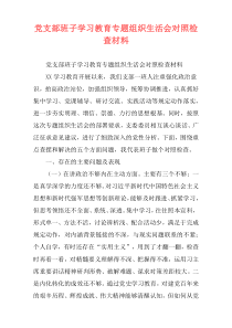 党支部班子学习教育专题组织生活会对照检查材料