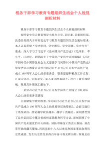 税务干部学习教育专题组织生活会个人检视剖析材料