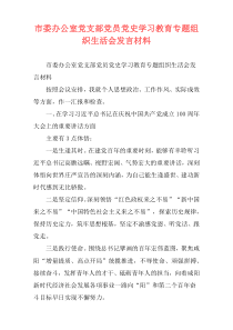 市委办公室党支部党员党史学习教育专题组织生活会发言材料