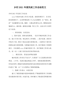 乡村2021年度民政工作总结范文