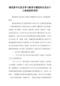 镇党委书记党史学习教育专题组织生活会个人检视剖析材料