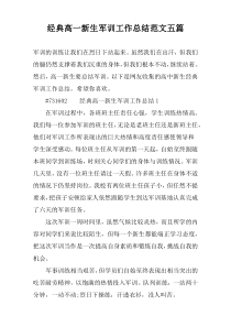 经典高一新生军训工作总结范文五篇