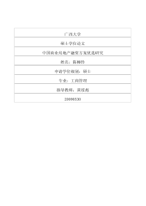 中国商业房地产融资方案优选研究