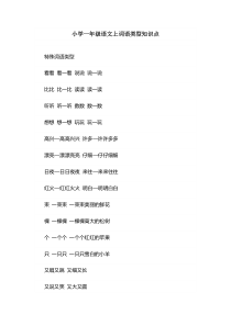 小学一年级语文上词语类型知识点