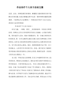 作业治疗个人实习总结五篇