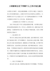 小班新班主任下学期个人工作计划五篇