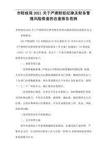 市财政局2021关于严肃财经纪律及财务管理风险排查的自查报告范例