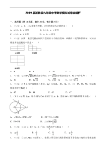 2019届九年级数学 中考模拟试卷含解析