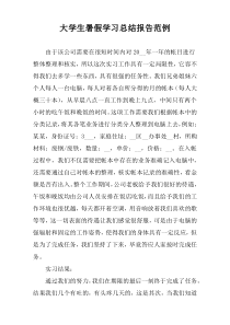 大学生暑假学习总结报告范例