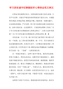 学习讲忠诚守纪律做标杆心得体会范文例文