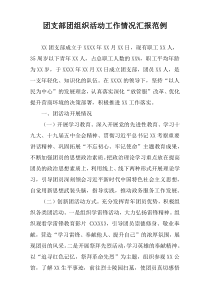 团支部团组织活动工作情况汇报范例