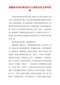 [精选]2021参加部队集训学习心得体会范文参考范例