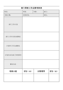 部门绩效考核表