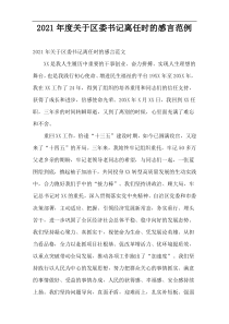 区委书记2021年度离任时的感言范例