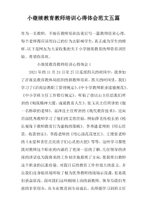 小继续教育教师培训心得体会范文五篇