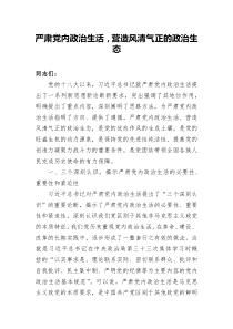 【党课讲稿】严肃党内政治生活营造风清气正的政治生态