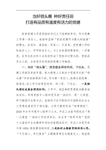 当好领头雁种好责任田打造有品质有温度有活力的党建