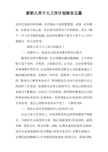 新职人员个人工作计划报告五篇