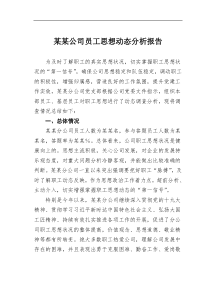 某公司员工思想动态分析报告