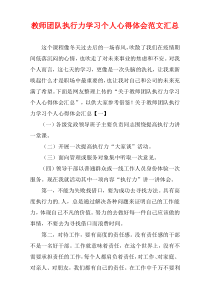 教师团队执行力学习个人心得体会范文汇总