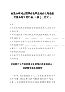 在政法领域全面深化改革推进会上的经验交流会的发言汇编5篇范文