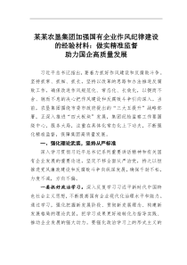 某农垦集团加强国有企业作风纪律建设的经验材料做实精准监督助力国企高质量发展