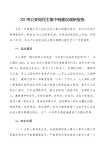 XX市公安局民主集中制建设调研报告