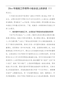 统战工作领导小组会议讲话