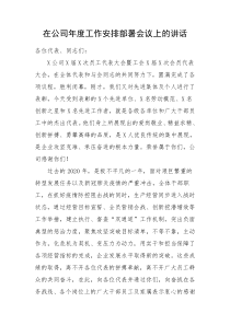 在公司年度工作安排部署会议上的讲话