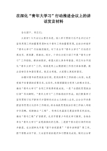 在深化青年大学习行动推进会议上的讲话发言材料