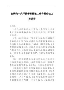 党办在研究中央环保督察整改工作专题会议上的讲话