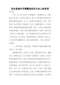 在全县城乡环境整治动员大会上的讲话