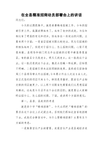 在全县精准招商动员部署会上的讲话