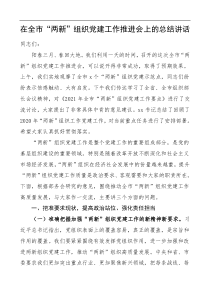 在全市两新组织党建工作推进会上的总结讲话