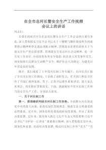 在全市总河长暨安全生产工作视频会议上的讲话