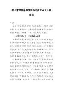 在全市扫黑除恶专项斗争推进会议上的讲话