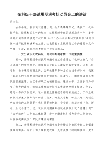 在科级干部试用期满考核动员会上的讲话动员部署会议领导讲话