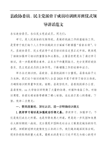 培训讲话县政协委员民主党派骨干成员培训班开班仪式领导讲话范文