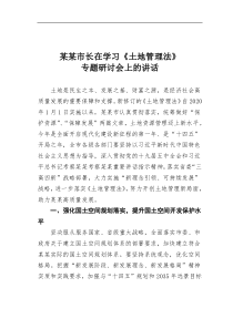 某某市长在学习土地管理法专题研讨会上的讲话