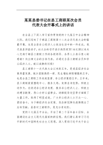 某某县委书记在县工商联某次会员代表大会开幕式上的讲话