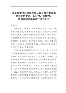 某某市委书记收在全市三级干部开春动员大会上的讲话心归位抖精神努力实现开年各项工作开门红