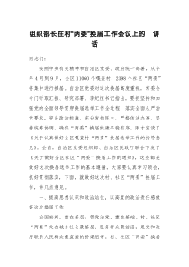 组织部长在村两委换届工作会议上的讲话